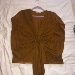 Zara Brown Tie in the Front Blouse